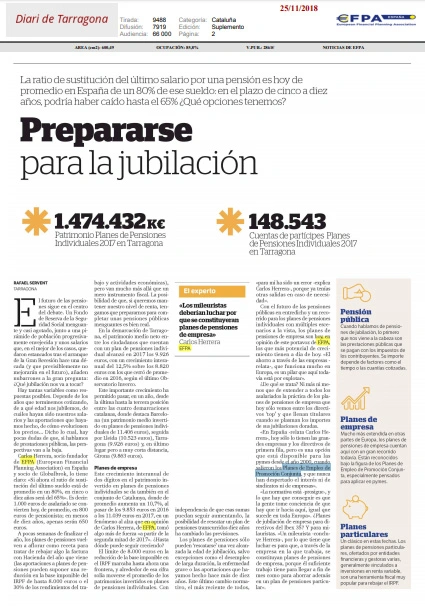 «Prepararse para la jubilación» Globalbrok colabora en este artículo del Diari Tarragona